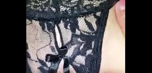  Crotchless panty creampie